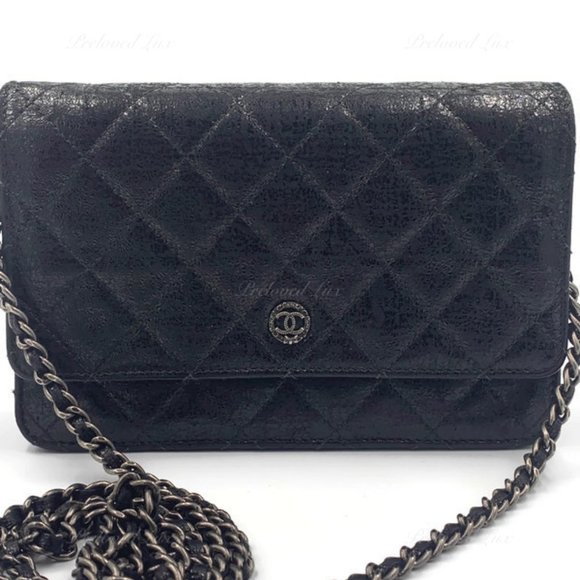 Chanel CC Wallet-on-the-chain WOC Metallic Sparkle Coated Tweed Bag Crossbody - Picture 4 of 15
